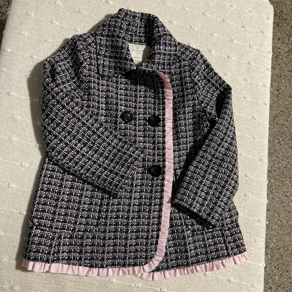 Kate Spade Girl's Tweed Pea Coat Jacket Size 4